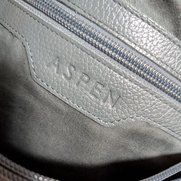 ASPEN Leather handbag sage green tote top handle pebbled quiet luxury minimalist - Picture 8 of 9